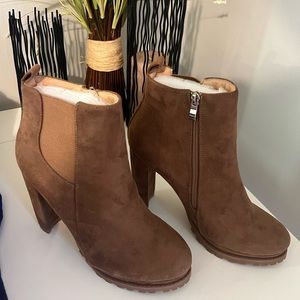 Tan Suede Size 9 Heeled Booties